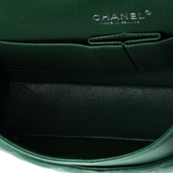 Chanel Classic Double Flap Bag Quilted Lambskin Medium Green - Picture 6 of 8